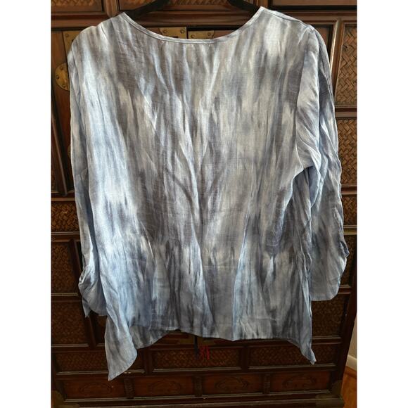 Zac‎ & Rachel Women’s Top Blouse Flowy Gray White Tye Dye Like Sz M - Picture 7 of 7
